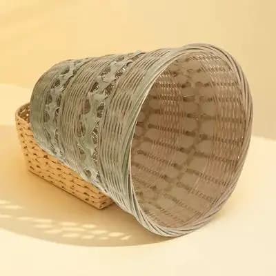 1Pcs Bamboo Woven Wastebasket Manual Handmade Trash Can Rustic Storage Basket Home Rubbish Paper Container