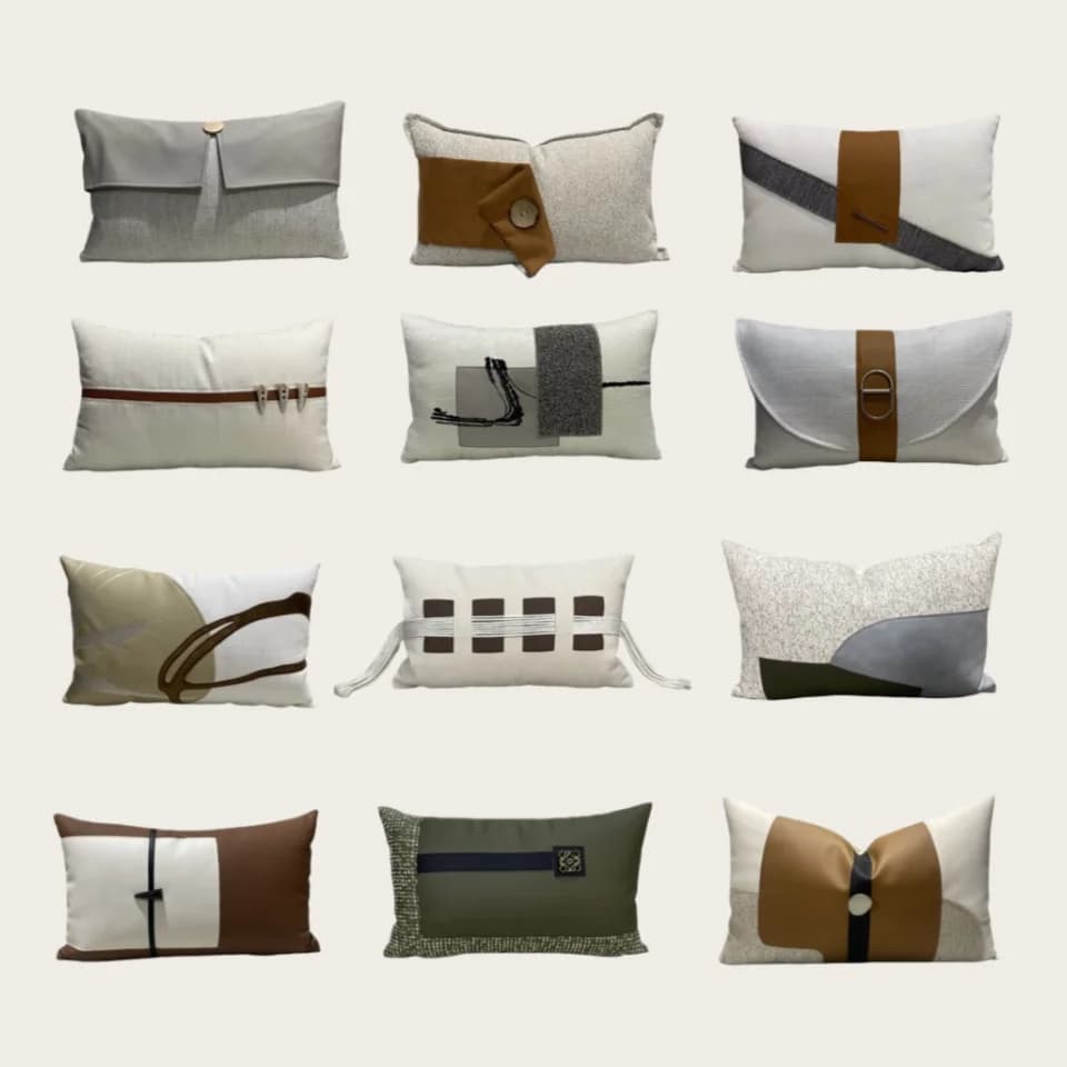 Federa geometrica moderna Fodera per cuscino per divano patchwork minimalista di lusso leggero 50x30 cm Fodera per cuscino lombare