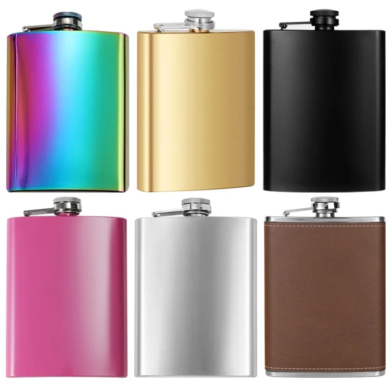 Fiaschetta in metallo acciaio inossidabile da 8 once 227 ml Nero dorato Rosso Vodka Whisky Flagon Bottiglia di liquore Vino Pentola Bere regalo per uomo