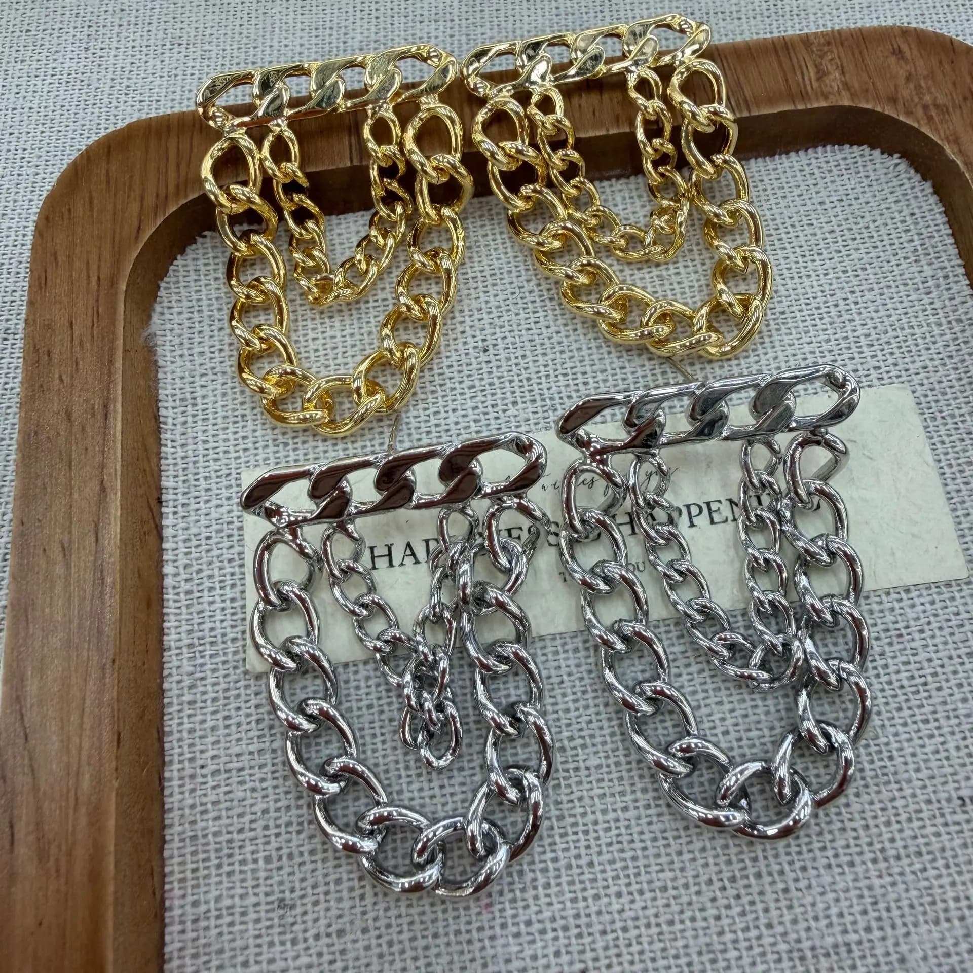 Orecchini a catena fatti a mano vintage in argento S925 da donna