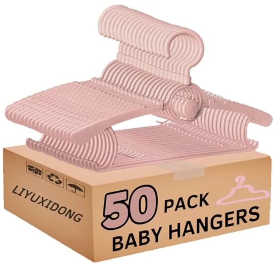 Appendiabiti per Armadio Neonato 360 ° Gancio Girevole Antiscivolo in Plastica per Neonati, Appendiabiti Regolabile 11-14,5 Pollici per Vestiti da Bambino
