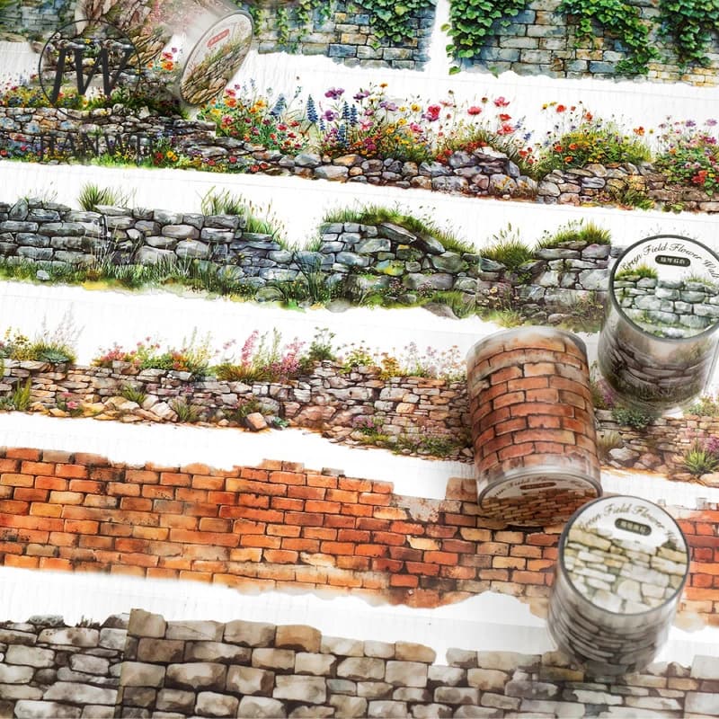 JIANWU 50mm * 200cm Verde Fiore Selvatico Serie di Pareti Paesaggio Vintage Materiale Collage PET Nastro Creativo FAI DA TE Ufficiale di Cancelleria