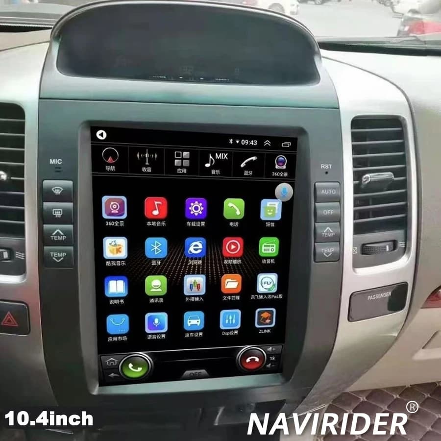 Autoradio Bluetooth senza fili con schermo verticale da 10.4 pollici per Lexus GX470 Radio per Toyota Land Cruiser 120 Prado 2002-2009 Stereo
