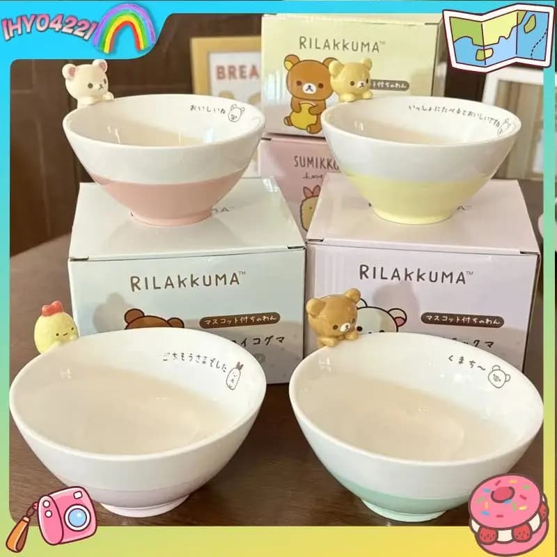 Cartone animato Ciotola di ceramica Angolo Biologico Animale Ciotola di riso Rilakkuma Bambola 3d Ciotola di riso Giocattolo Figura da collezione Cucina Sala da pranzo