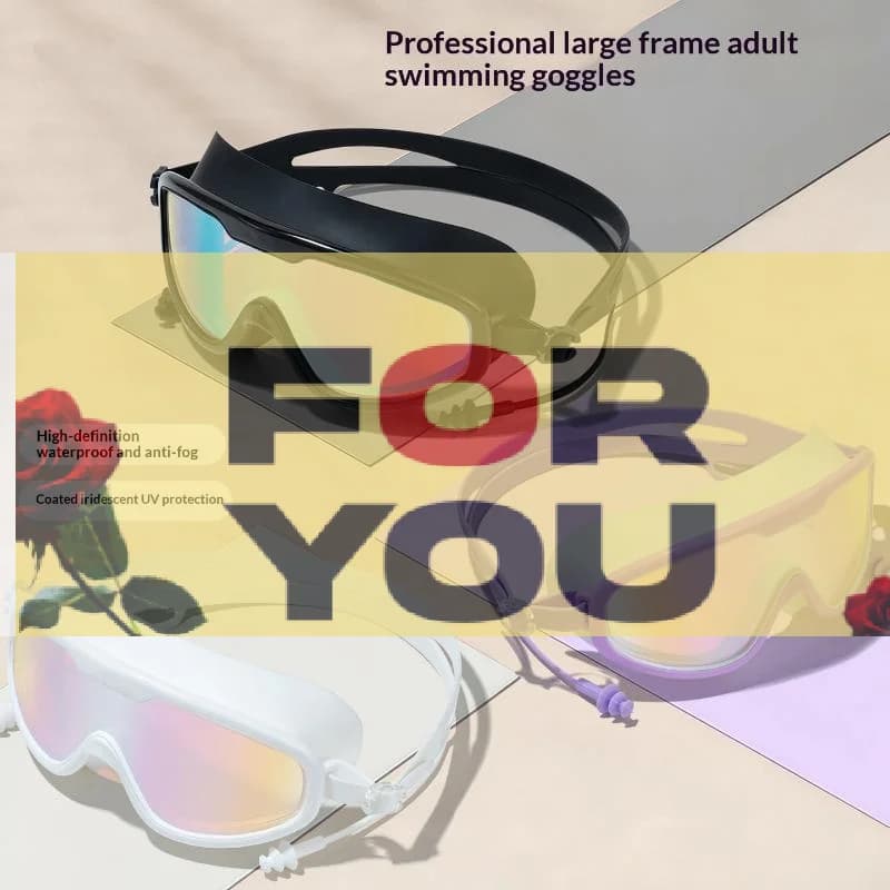 daOD da Adult swimwear with large frame, anti-fog, UV protection, waterproof, with ear plugs, for swimming pool and beach