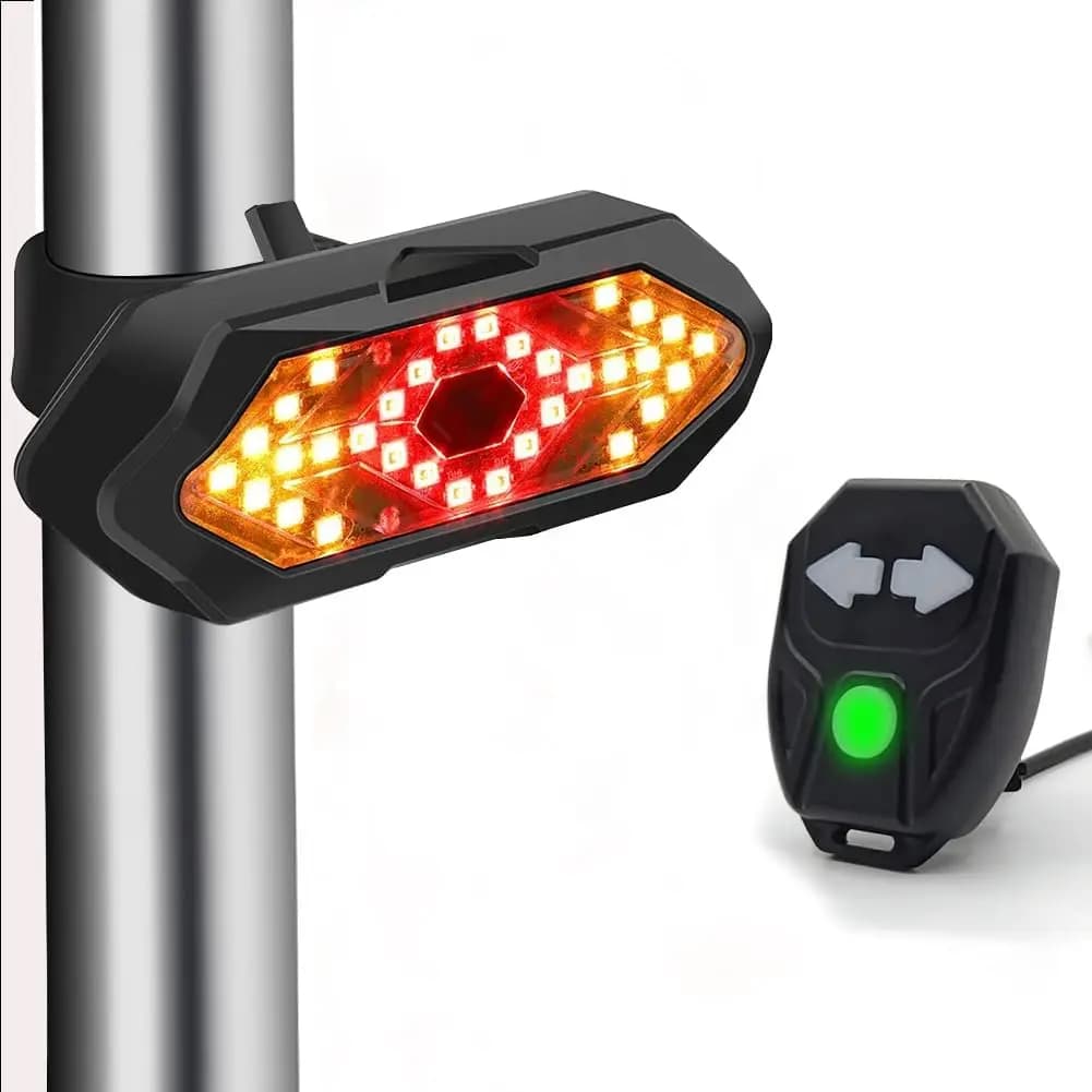 Luce Posteriore per Bicicletta con Telecomando Wireless, Luce per Mountain Bike, Ricarica USB, Luce Posteriore per Bici da Strada, Attrezzatura per la Guida Notturna, Luce Posteriore con Indicatore di Direzione