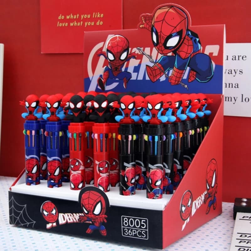 6/36 Pezzi Penne a Sfera Cartoon 10 Colori, Penna Gel Marvel Spider-Man Anime, Multifunzione, Forniture per Studenti, Cancelleria all'Ingrosso