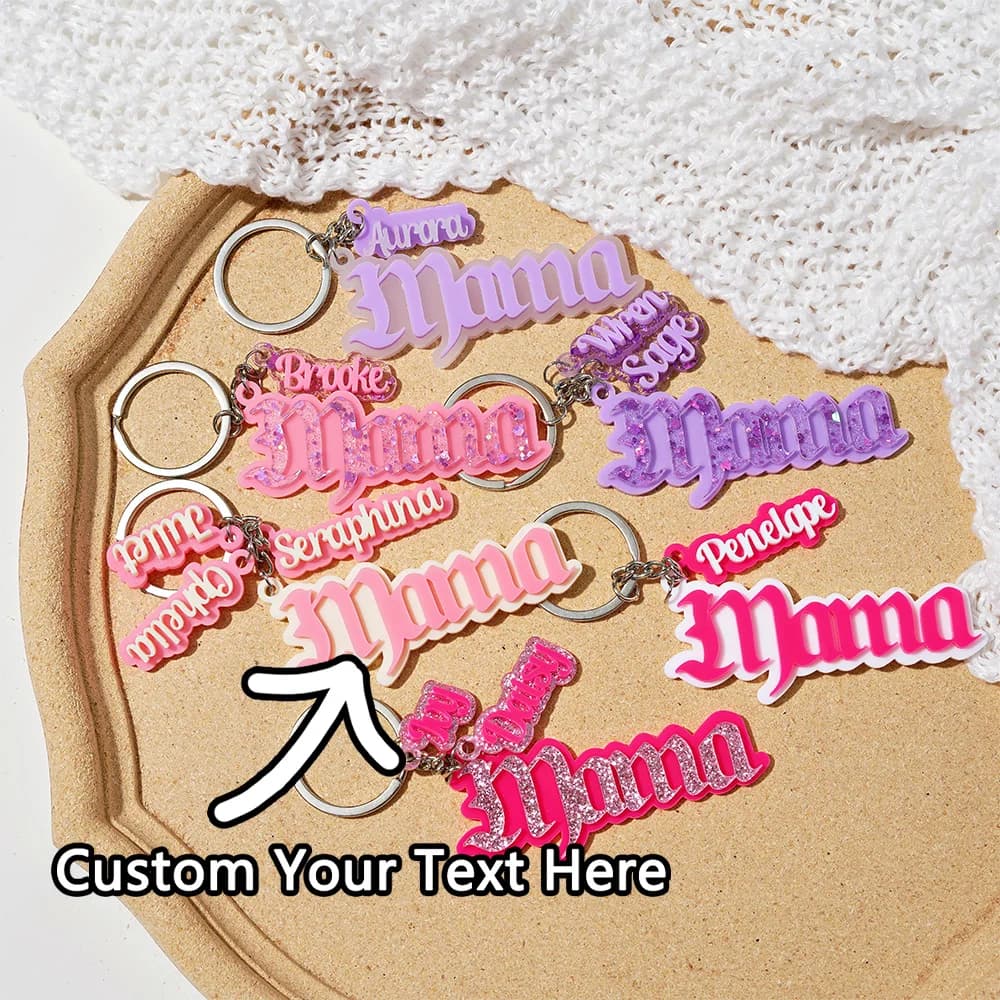1 portachiavi MAMA personalizzato - Nome personalizzato Gioielli personalizzati | Regalo quotidiano unico a bassa saturazione inciso al laser