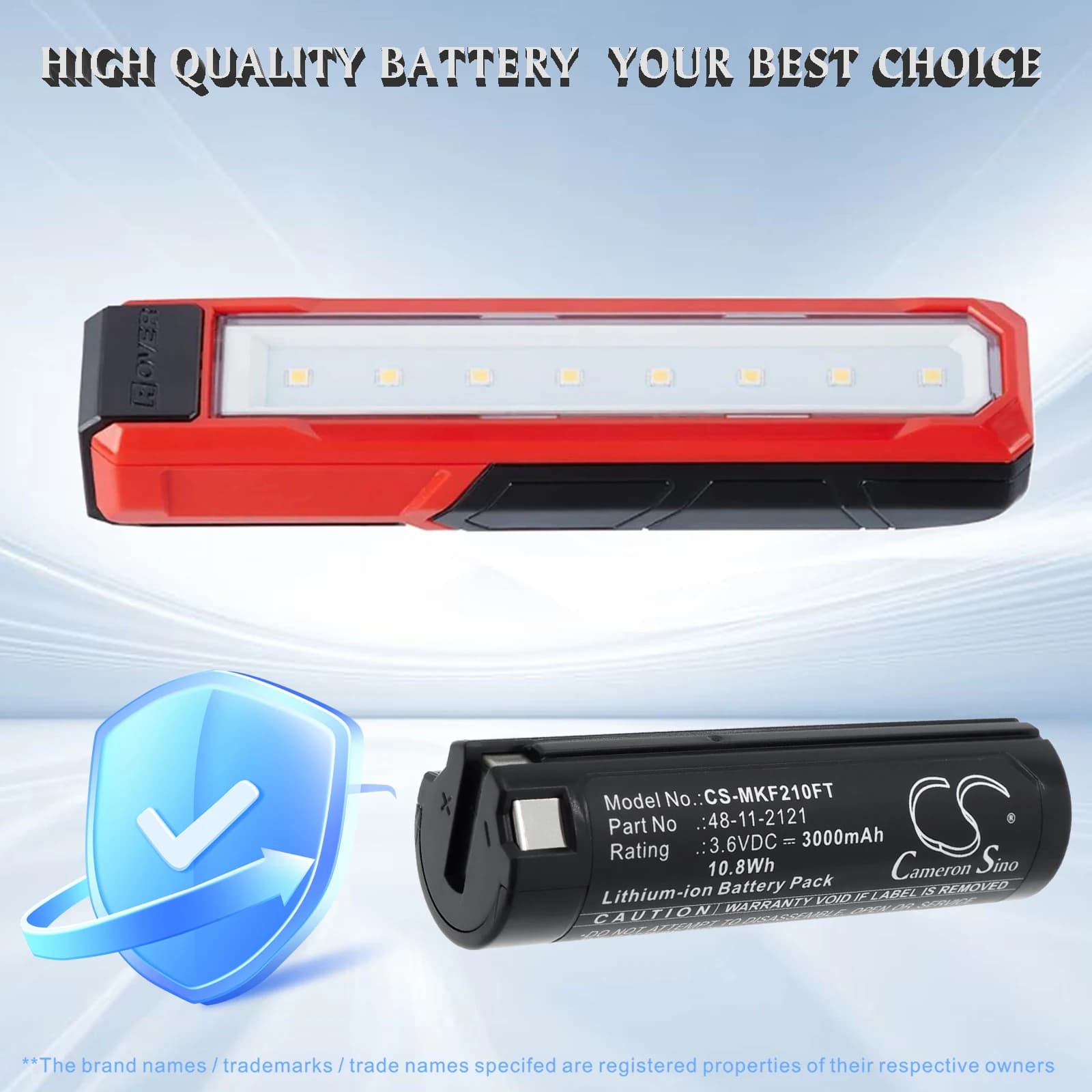 CS Replacement Battery for Milwaukee 2112-21, 2114-21, 2128-21, 2163-21,Headlamp & Flashlight PN:48-11-2121 3000mAh / 10.8Wh