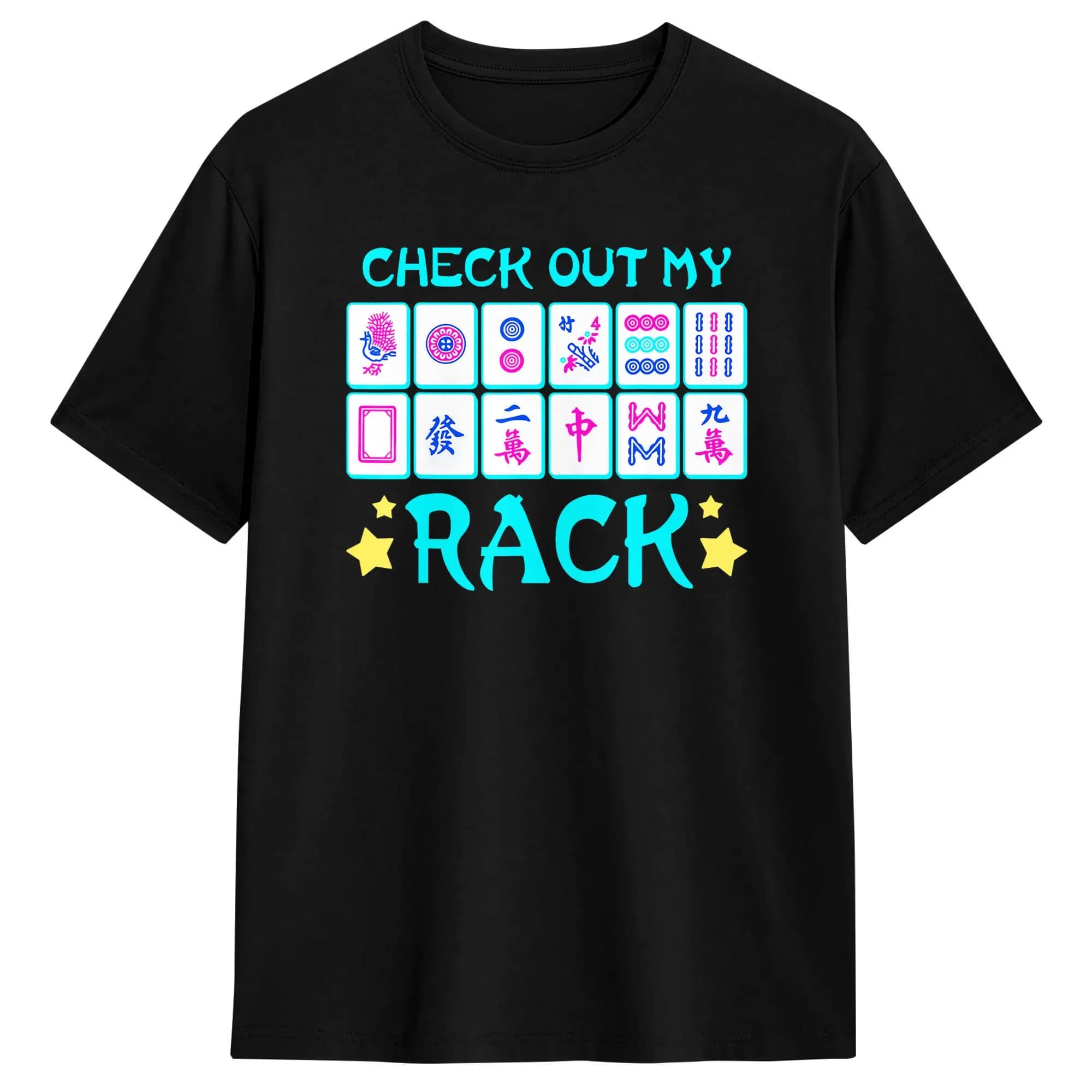 Maglietta in cotone da uomo con stampa divertente 'Check Out My Rack' e tessere Mahjong cinesi, ideale per l'estate, fantastica maglietta alla moda, idea regalo