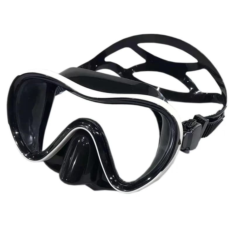 Complete set of snorkeling and diving equipment: silicone mask, swim glasses and snorkeling