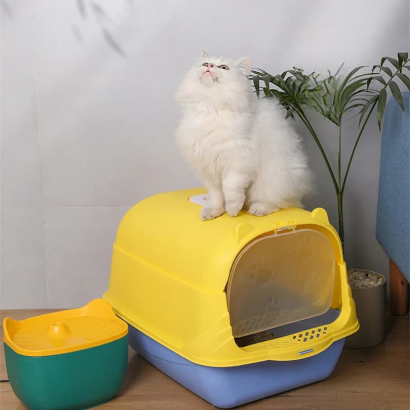 Toilette per gatti grande completamente chiusa, lettiera per gatti staccabile, lettiera antispruzzo con paletta per cani e gatti