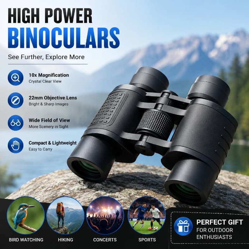 High Power HD Binoculars Telescope with Phone Adapter Night Vision Rangefinder for Concert Travel Hunting Outdoor