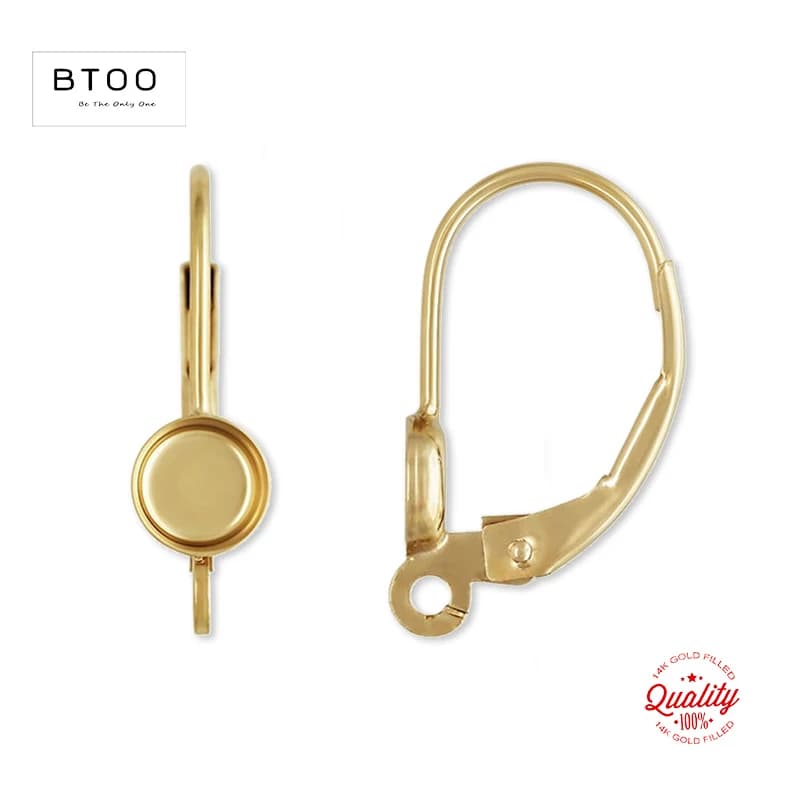 14K Gold Filled 4.0mm Lunetta Cup Leverback con componenti dell'anello Filo per orecchio in oro per la creazione di gioielli Orecchini fai da te Accessori Chiusura