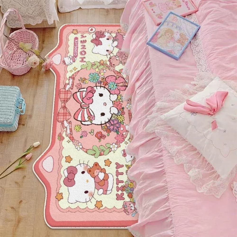 Kuromi Cartoon Kawaii Door Mat, Soft Bathroom Rug Kitchen Mat, Non-Slip Bedside Rug for Hallway Balcony Entrance Home Decor