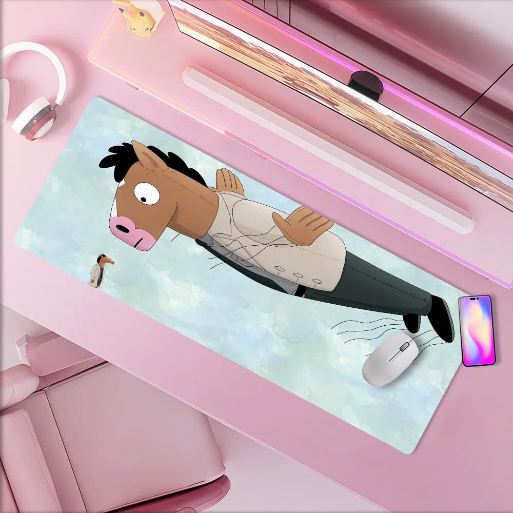 Tappetino per Mouse Cartoon B-BoJack Horseman, Antiscivolo, Spesso, per Studenti, Gaming, Scrittura, Ufficio, Grande, con Bordo Cucito