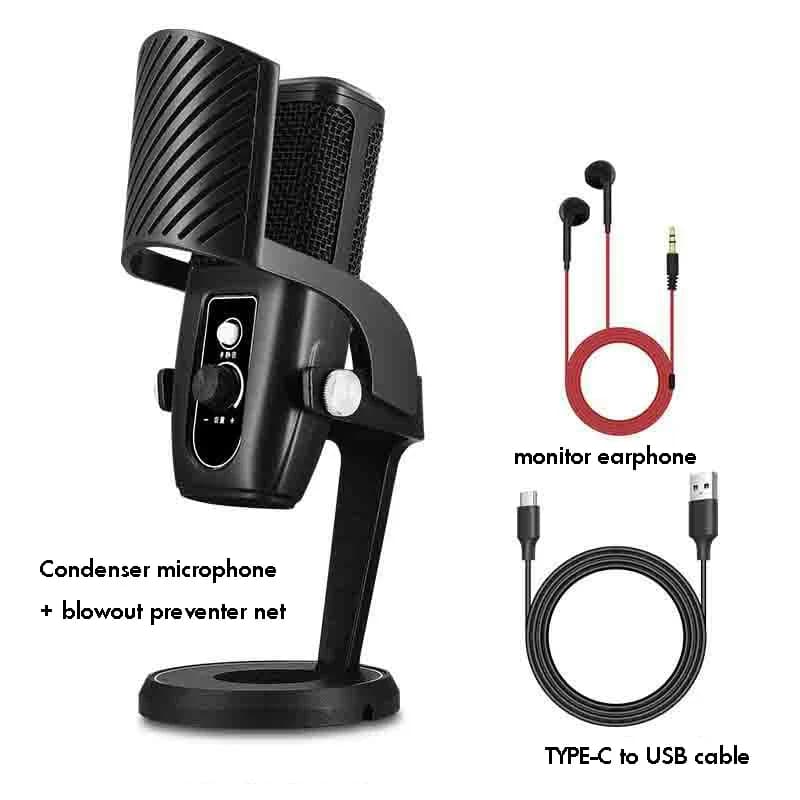 Microfono da tavolo USB con regolazione del Volume porta per cuffie da 3.5MM condensatore muto a un pulsante videoconferenza MicPopu