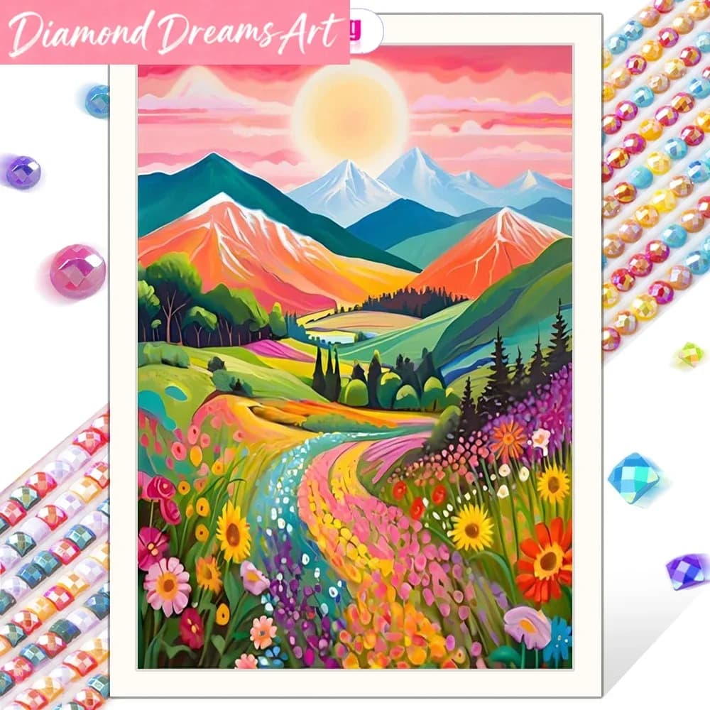 Frameless,AB Diamond Painting Color Scenery Mosaic Embroidery Cross Stitch Kits Landscape Art Home Decoration Handmade Gifts