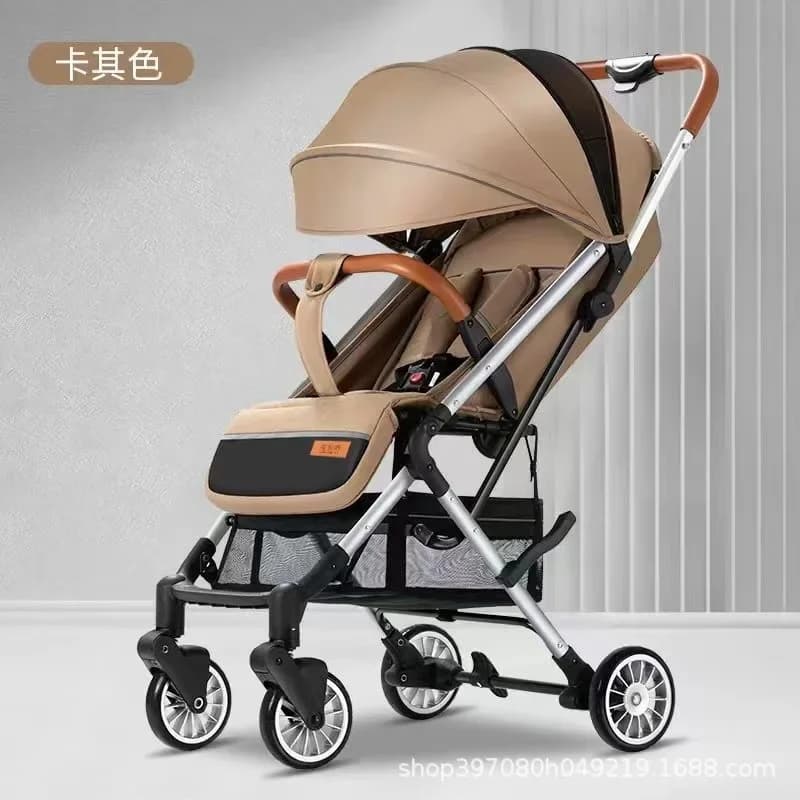 Passeggini ad alto paesaggio, carrello per bambini con artefatto da passeggio estivo portatile a tre pieghe con un pulsante