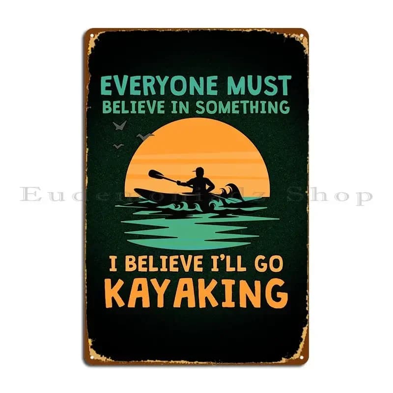Poster in Metallo Personalizzabile per Kayak e Pagaie, Insegna in Latta per Pub e Club