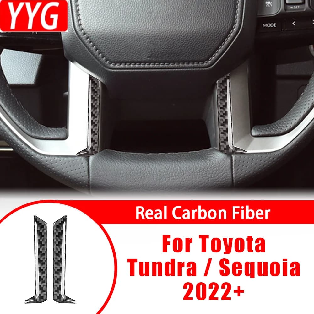 Carbon Fiber Steering Wheel Strips Decals Car Accessories Interior Cover Trim Modified Sticker For Toyota Tundra Sequoia 2022+