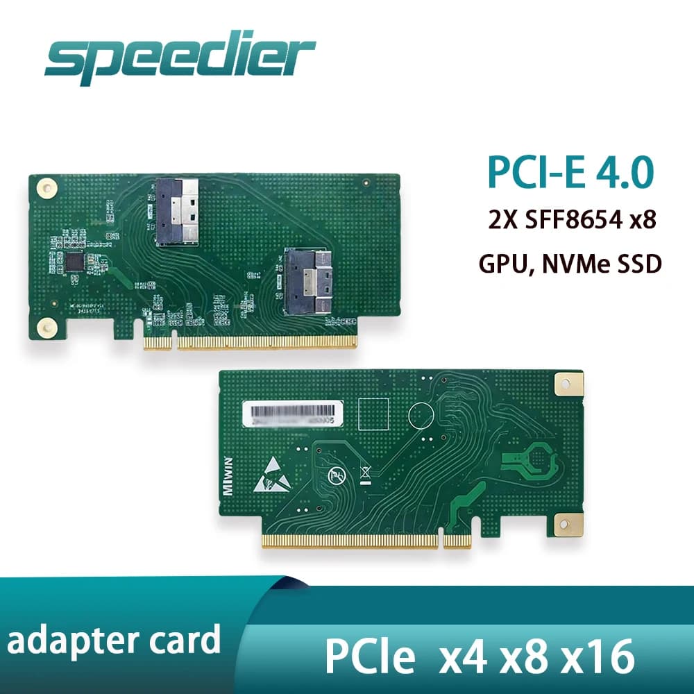 Scheda di Espansione PCIe 4.0 a 2X SFF-8654 per Scheda Grafica Indipendente GPU, Backplane Esterno X8 X8 X4 X16 NVMe SSD