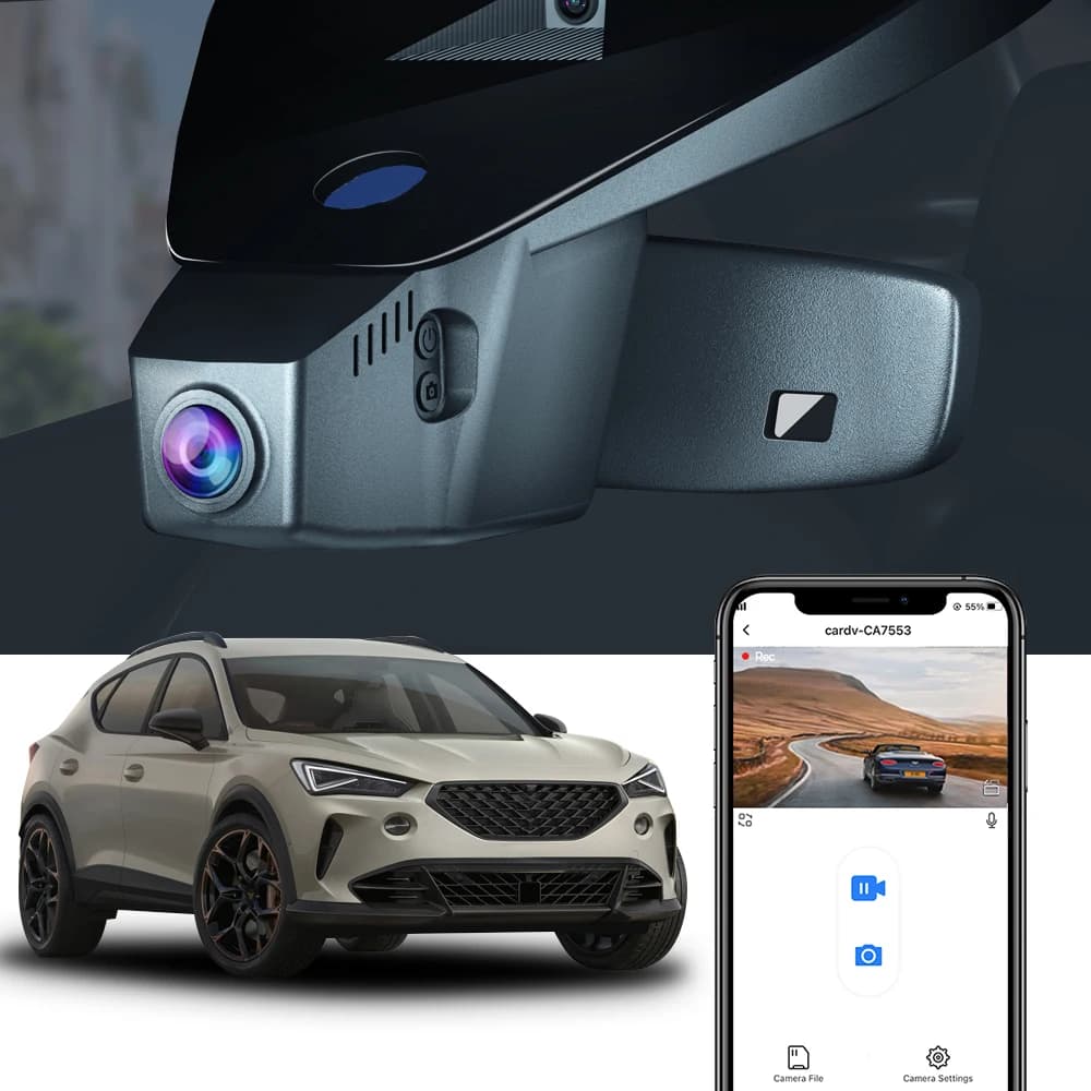 Fitcamx 4K Dash Cam for Cupra Formentor (2021-2026), DVR recorder for Wi-Fi cars with night vision, loop recording, OEM style