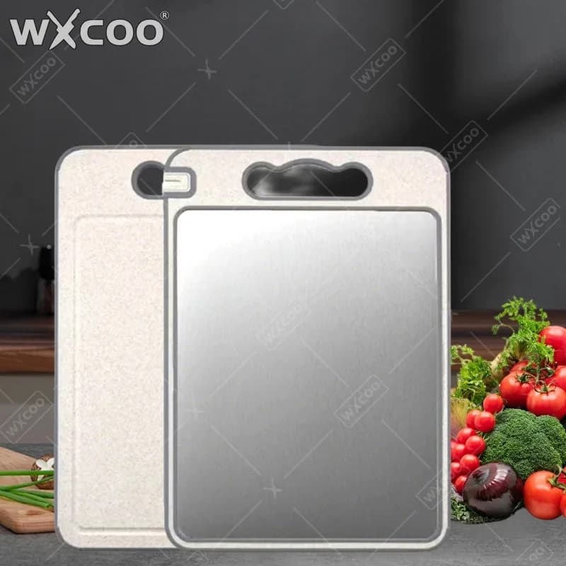 WXCOO304 Tagliere in Acciaio Inossidabile a Doppio Lato per Alimenti, Antiscivolo, Accessori da Cucina