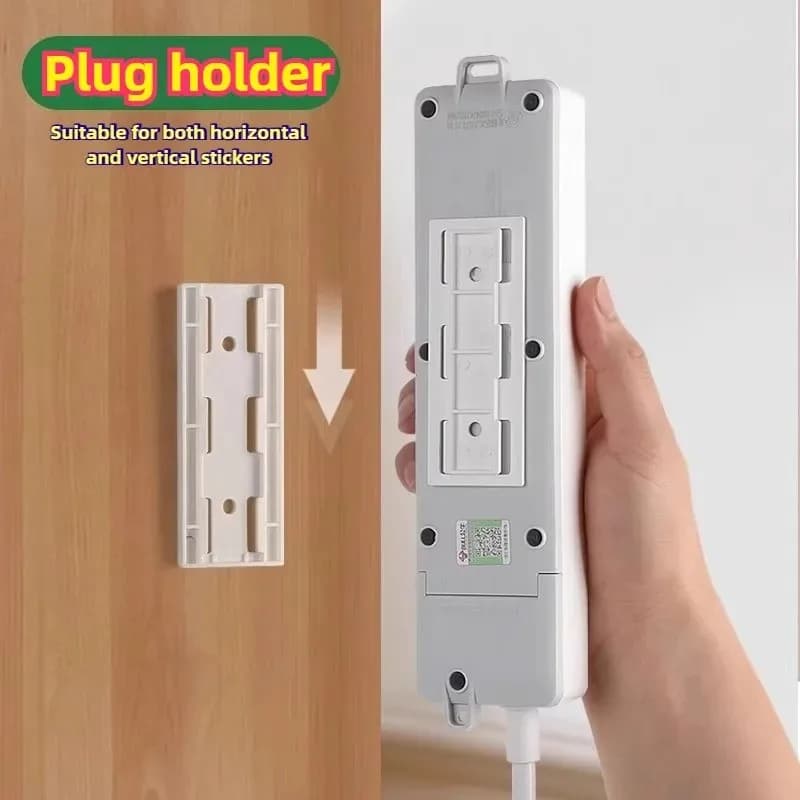 8pcs Wall Mounted Self Adhesive Power Strip Fixer Removable Cable Organizer Desktop Socket Holder for Office Home