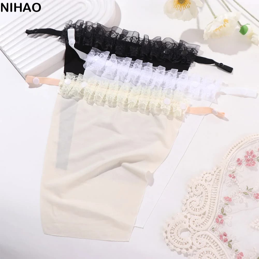 Ice Silk Strapless Insert Wrapped Chest Invisible Clip on Bralette Lace Anti-Glare Tube Top Chest Cover Up Underwear Party