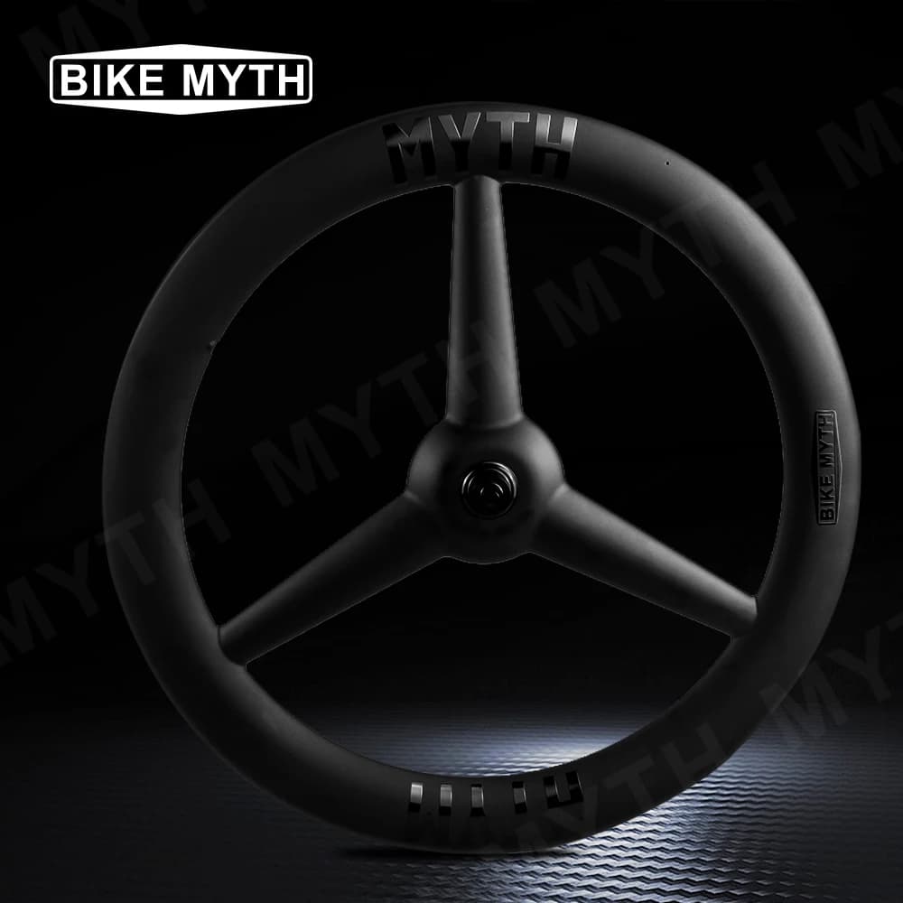 BIKE MYTH MT3T Ruote a Tre Razze Clincher - Set di Ruote in Fibra di Carbonio Aero 700c per Triathlon e Corse su Strada Compatibili con Tubeless