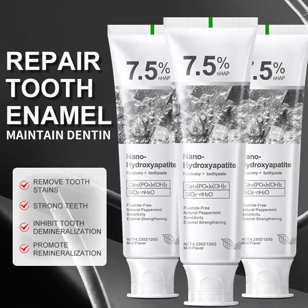 Probiotic toothpaste with 7.5% Hydrossiapatitis, Gel Nail Repair and Whitening Tooths, Intensive Removal of Macchies, Oral Care Refreshing for Alit