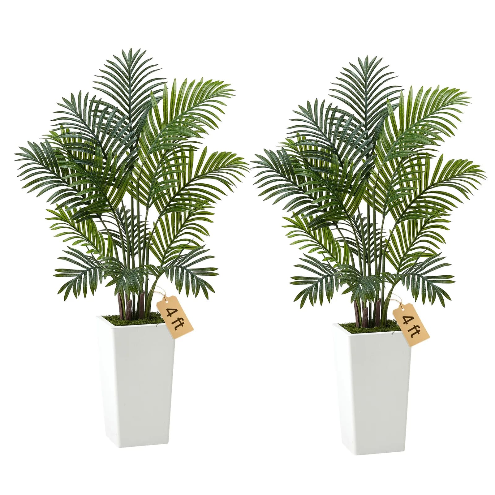 Uimoso Set of 2 120 cm Artificial Areca Palms in Vase, Fin Plant for Interior, Home Decoration