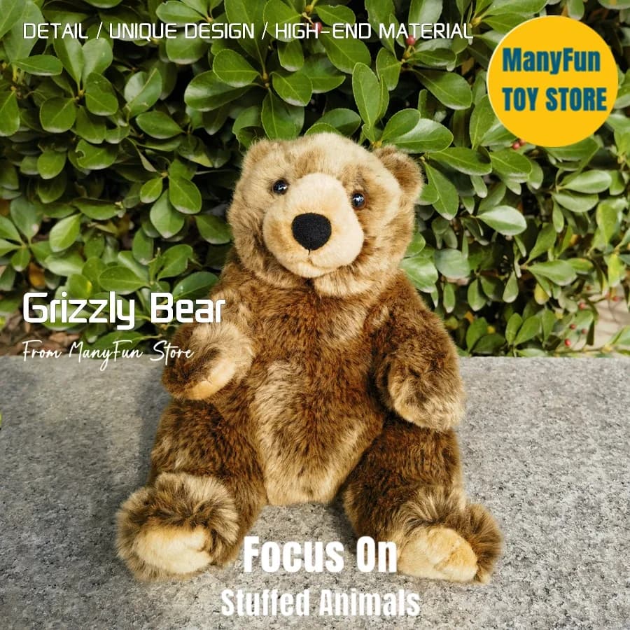 Brown Bear High Fidelity Cute Plushie Grizzly Bear Plush Toys Lifelike Animals Simulation Stuffed Doll Kawai Toy Gifts For Kids