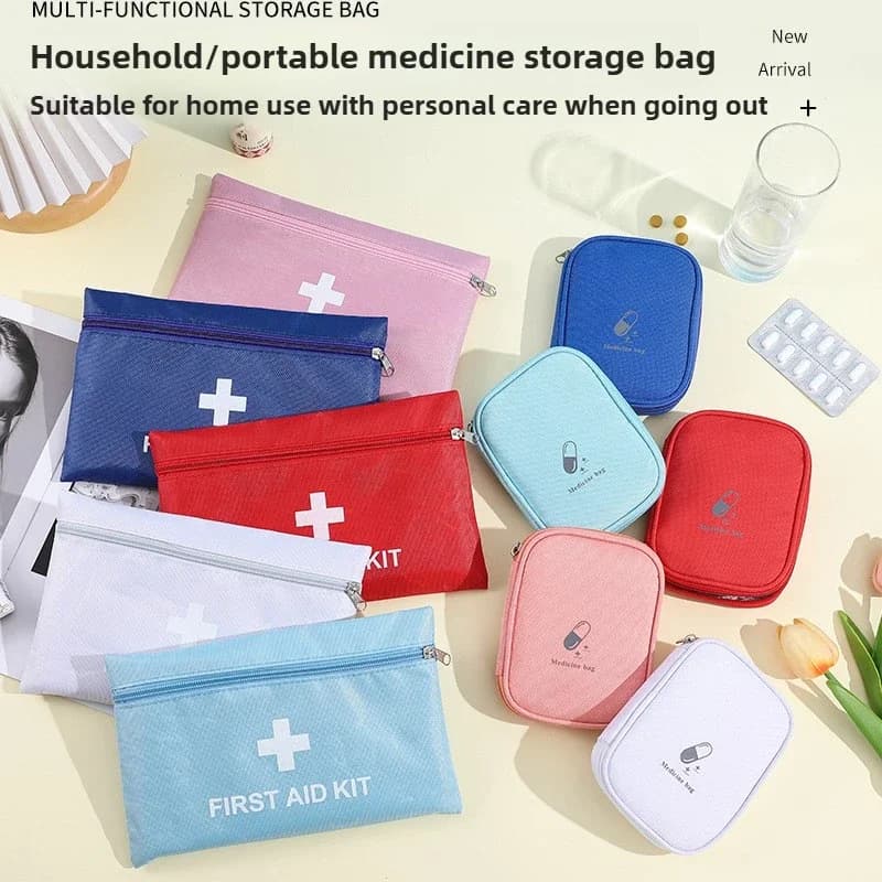 Kit di pronto soccorso da viaggio portatile, piccolo pacchetto di medicinali portatile da esterno, borsa di stoccaggio per la casa, kit di pronto soccorso medico