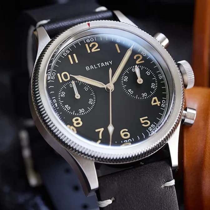 Baltany Men Chronograph Watch Pilot 39.8mm Panda Quartz Wristwatch Sapphire Mirror Waterproof C3 Luminous Military 6S21 Mov