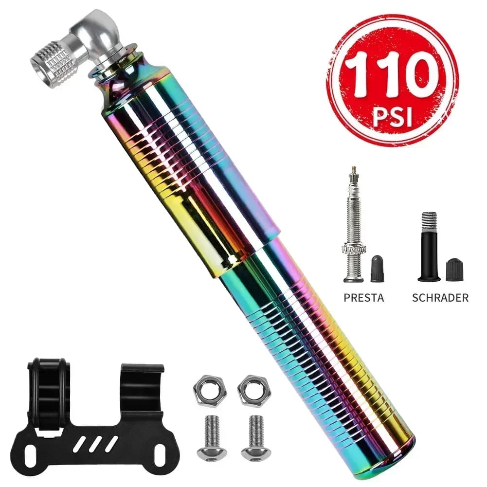 WEST BIKING 110PSI Pompa per Bici Elettrolitico Colorato in Lega di Alluminio Gonfiatore per Pneumatici Presta Valvola Schrader MTB Bicicletta Mini Pompa