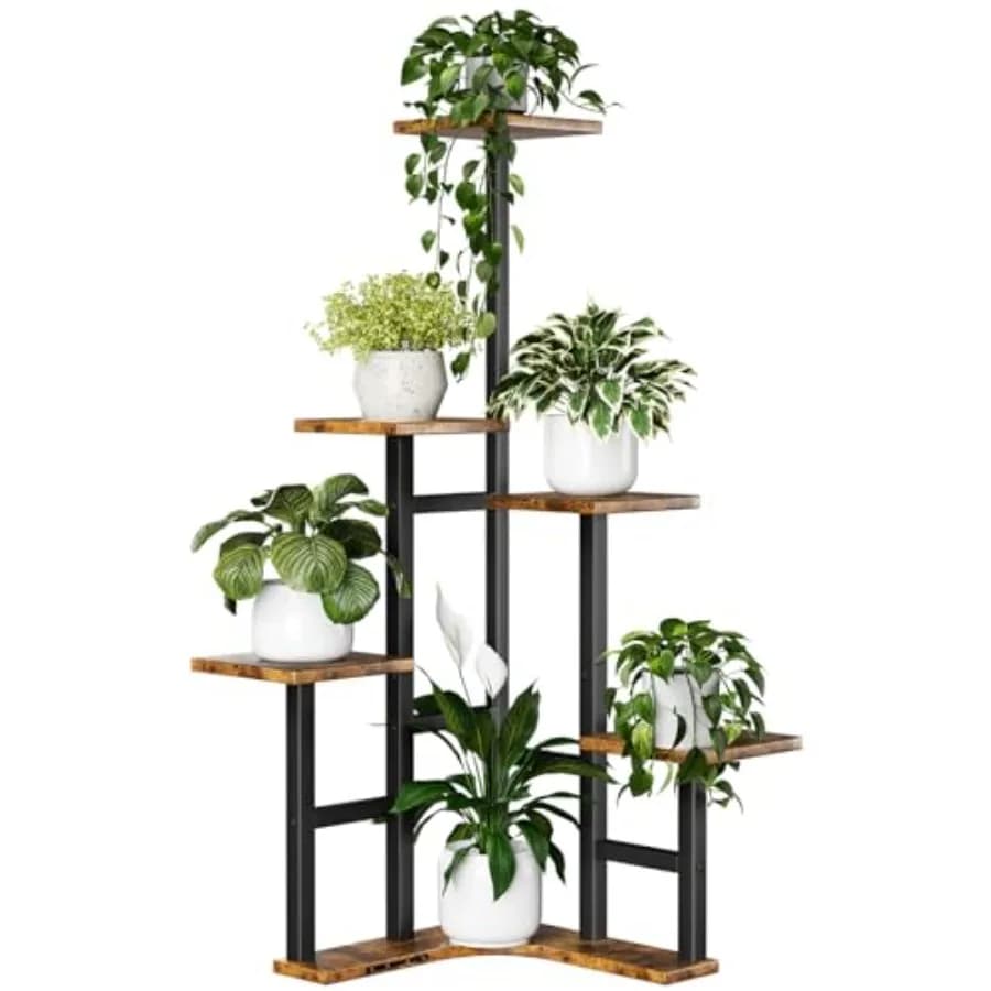 Supporto Angolare per Piante da Interno, Scaffale Angolare per Piante, Porta Fiori per Piante Multiple, Organizzatore per Piante da Soggiorno