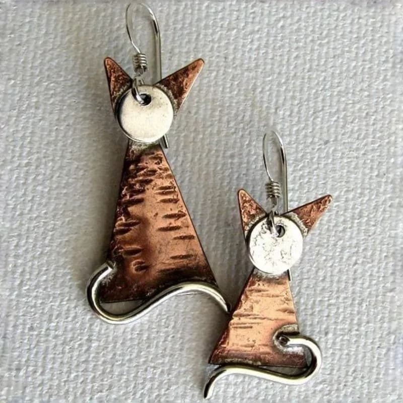 Creative Funny Cat Styling Dangle Earrings Dual Two Tone Vintage Design Women's Daily Fashion Commute Party Jewelry Accessory