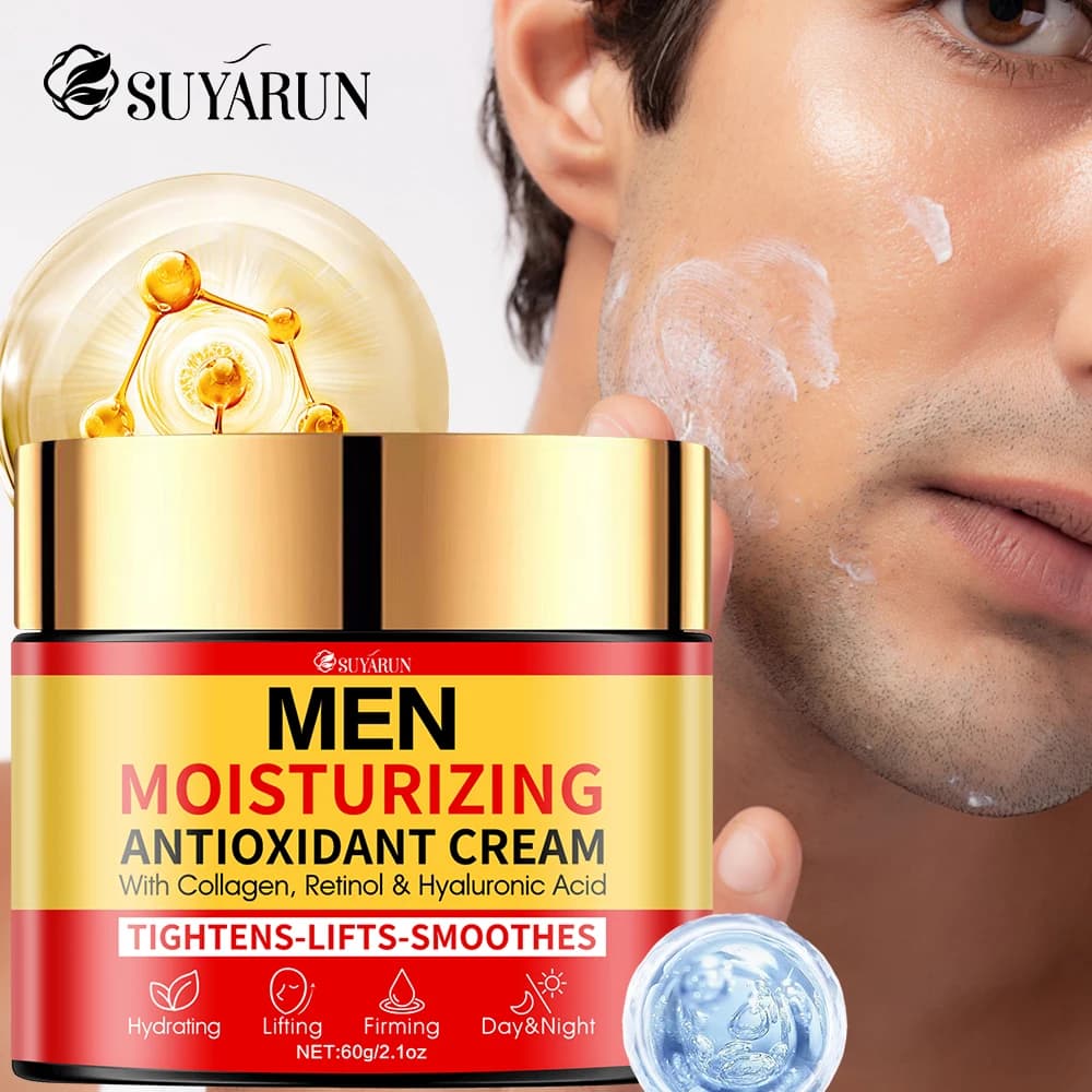 SUYARUN Crema viso rassodante antietà da uomo: idratazione intensa, formula ad assorbimento rapido e senza olio per tutti i tipi di pelle.