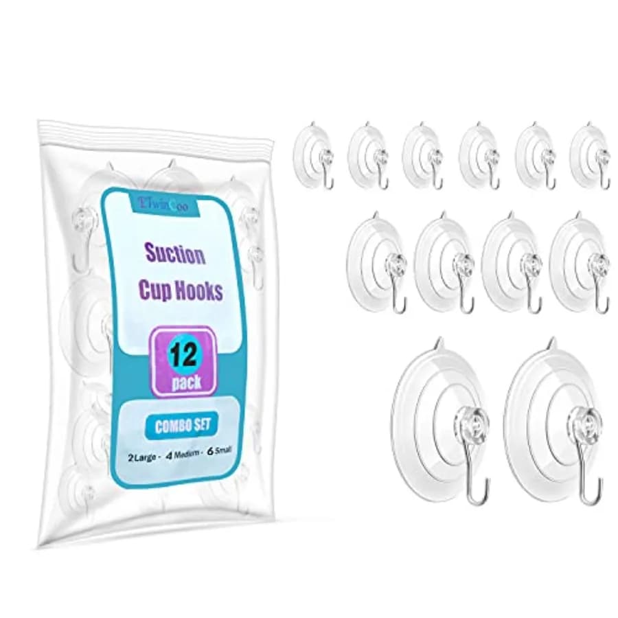 All-Purpose Suction Cups Hooks [Combo Set] Reliable Strongest Window Suction Cups with Hooks 2 Large/2.36 Inch, 4 Medium/1.77 I