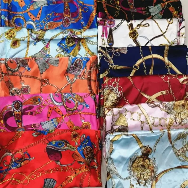 150cm satin fabric classic chain printing fabric home service shawl quilt cover jewelry fabric scarves scarf diy sewing cloth
