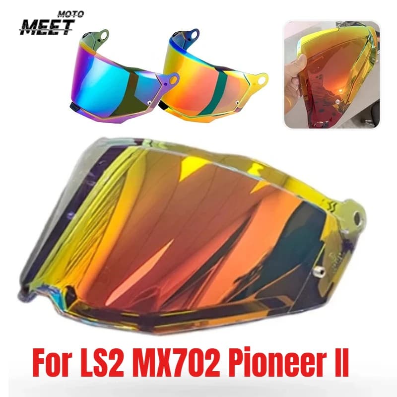 Visiere per Casco LS2 MX702 Pioneer II, Adesivi Antiappannamento per Casco, Lente Nera Leggera, Lente Universale Oro Rossa Giorno e Notte