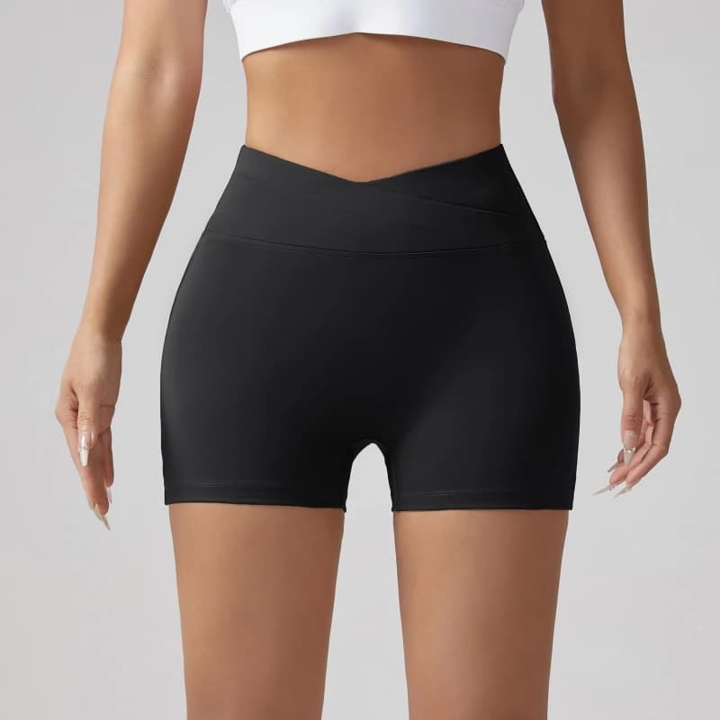 Pantaloncini da motociclista in nylon a vita alta da donna con tasche Pantaloni da palestra a compressione ad asciugatura rapida Leggings da allenamento push-up personalizzati per yoga