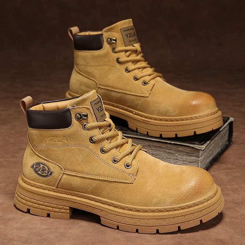 Nuovi Stivali Primaverili da Uomo, Scarpe in Pelle alla Moda per Moto, Stivali Comodi per il Tempo Libero, Botas con Lacci