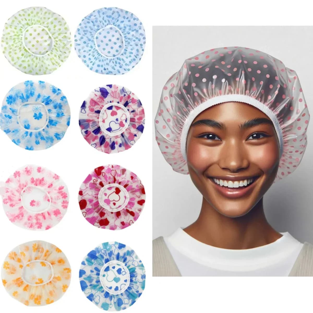 Waterproof shower head polka dot style polka dots Reusable elastic band Spa hair head Supplies for hairdressers Bathroom accessories