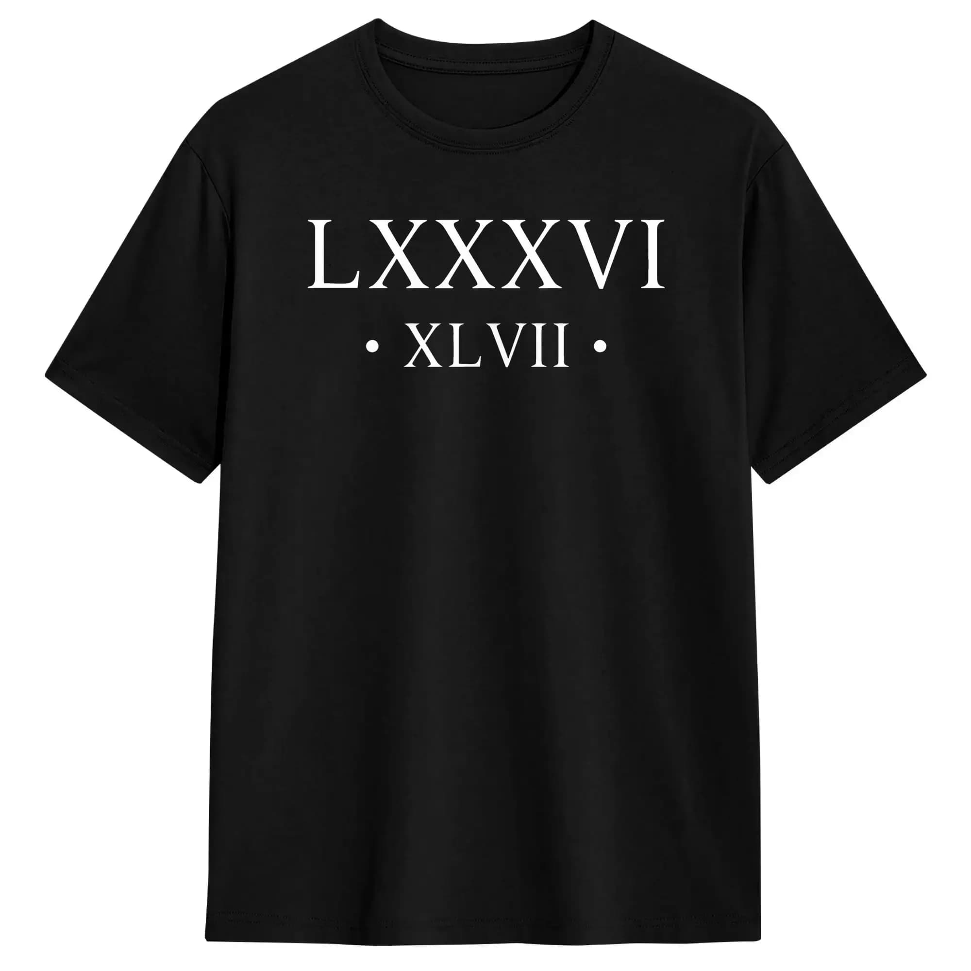T-shirt da uomo 86 47 con numeri romani LXXXVI XLVII 8647 T-shirt popolare da spiaggia, stile street, top in cotone, regalo