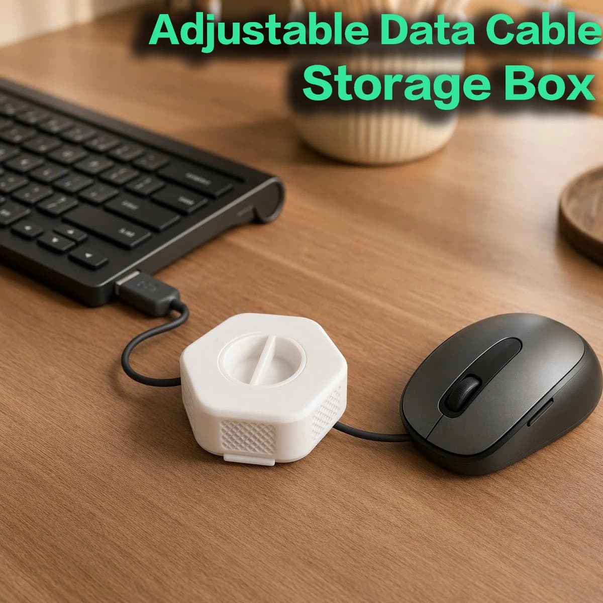 Desktop Mouse Cable Organizer, Computer Office Cable Management Box, Rotating Headphone Data Cable Organizer, Home Desktop Computer Cable Organizer, Gaming Peripheral Cable Storage and Fixing Device; 360-Degree Rotating Adjustment for Cable Length, Stores Mouse Cables, Keyboard Data Cables, Charging Data Cables, Prevents Desktop Cables from Getting Tangled and Mouse Cables from Dragging; Office Desk Tidy Storage Tool