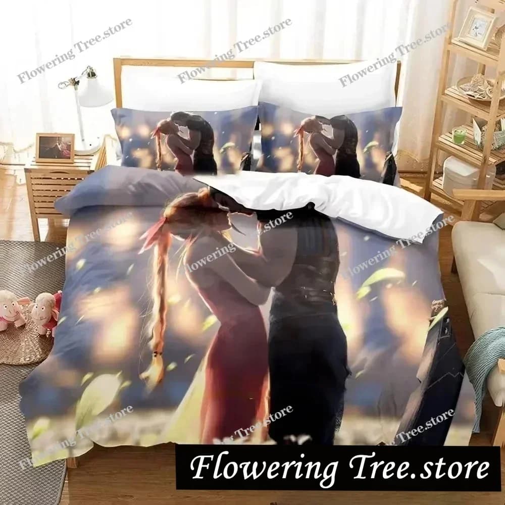 Set di biancheria da letto con stampa 3D Game Crisis Core Final Fantasy VII per ragazzi e ragazze, copripiumino, federa, letto singolo, matrimoniale, king size, per ragazzi e adulti029