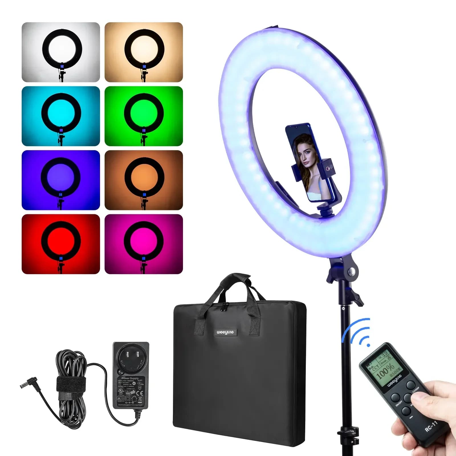 Luce ad Anello Professionale Viltrox 45W 18 Pollici, Lampada LED per Selfie, Luce da Studio Fotografico con Treppiede, Batteria F970 6600mAh, Telecomando Wireless